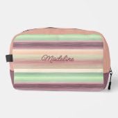 春グリーンモーヴタウペピーチピンクアートストライプズ ドップキット (正面)