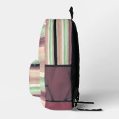 春グリーンモーヴタウペピーチピンクアートストライプズ プリントバックパック (右)