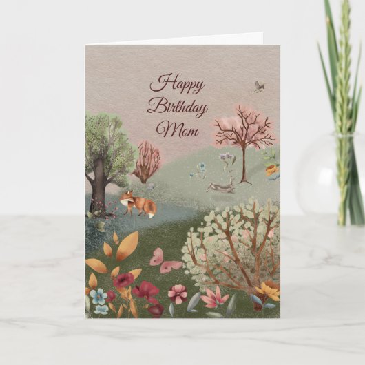 春グリーンランドスケープ水色名誕生日 カード (正面)