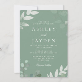 春グリーンリーフモダン結婚式招待状 招待状