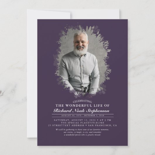 春グリーンリー葉シルエット葬祭写真I 招待状 (正面)