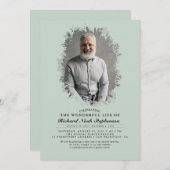 春グリーンリー葉シルエット葬祭写真I 招待状 (正面/裏面)