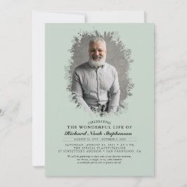 春グリーンリー葉シルエット葬祭写真I 招待状