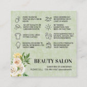 春グリーンワックスアフターケアスクエア名刺 スクエア名刺 (裏面)