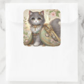 春グリーン着物プリンセス猫 スクエアシール (バッグ)