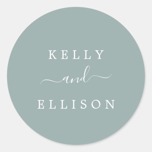 春グリーン結婚とホワイト封筒用シール ラウンドシール (正面)