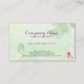 春グリーン背景メイクアップアーティスト 名刺 (裏面)