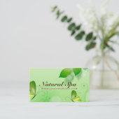 春グリーン背景（蝶あり） 名刺 (スタンド正面)