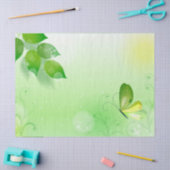 春グリーン背景（蝶あり） 薄葉紙 (クラフト)