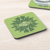 春グリーン葉タイポグラフィ コースター (左側)
