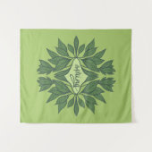 春グリーン葉タイポグラフィ タペストリー (正面(横))