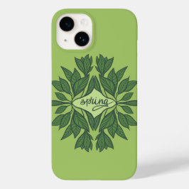 春グリーン葉タイポグラフィ Case-Mate iPhone 14ケース