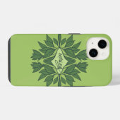 春グリーン葉タイポグラフィ iPhoneケース (裏面横)