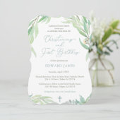 春グリ葉ーン《キリスト教》洗礼式や命名式ファースト誕生日 招待状 (スタンド正面)