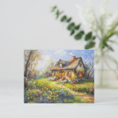 春コテージチューリップワイルドフラワーメドウ ポストカード (スタンド正面)