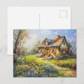 春コテージチューリップワイルドフラワーメドウ ポストカード (正面/裏面)