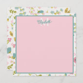 春コテージフラワーズモノグラム ノートカード (正面/裏面)