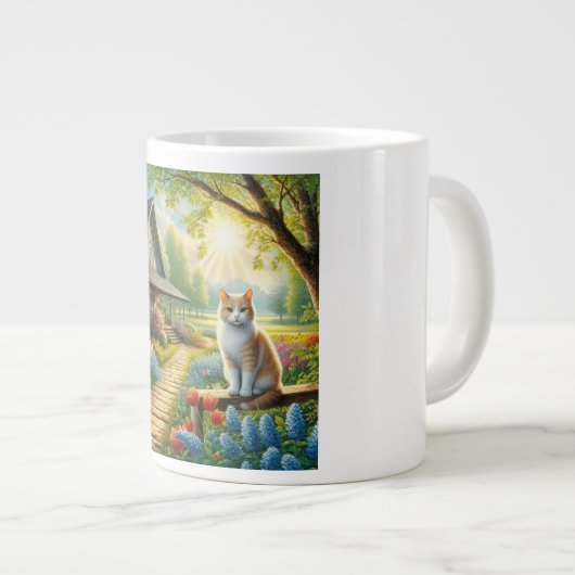 春コテージ/ガーデン&キャット ジャンボコーヒーマグカップ (正面右)