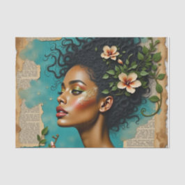 春コラージアートと熱帯花模様と夢 薄葉紙