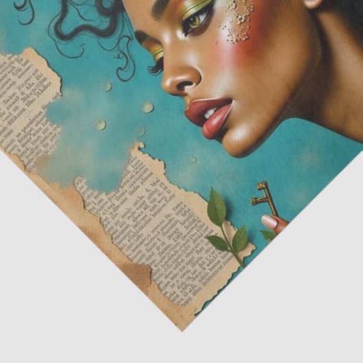 春コラージアートと熱帯花模様と夢 薄葉紙 (詳細)