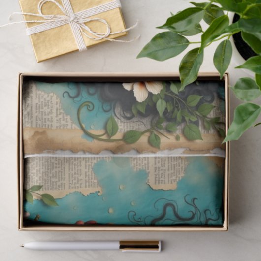 春コラージアートと熱帯花模様と夢 薄葉紙 (ギフト)