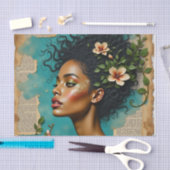 春コラージアートと熱帯花模様と夢 薄葉紙 (クラフト)