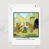 春コーヒー:クマの漫画 ポストカード (正面/裏面)