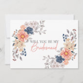 春コーラルネイビーフローラは私の花嫁になる 招待状 (正面)