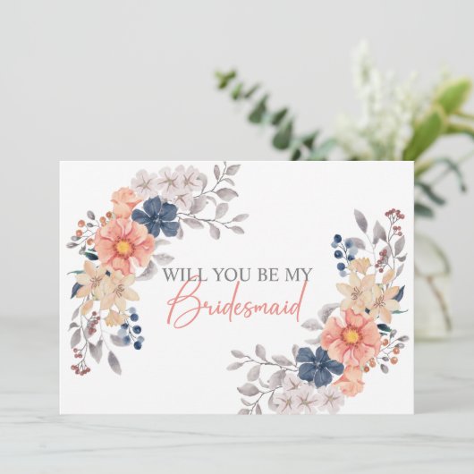 春コーラルネイビーフローラは私の花嫁になる 招待状 (スタンド正面)