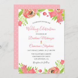 春コーラルピンクフローラガーデンウォーター結婚カラー 招待状