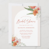 春コーラルピーチピンクフローラアーチブライダルシャワー 招待状 (正面)