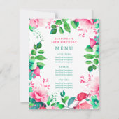 春サマーウォーターカラーフローラ50th誕生日メニュー 招待状 (正面)