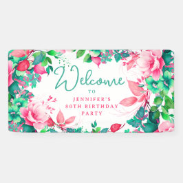 春サマーウォーターカラーフローラ80誕生日 横断幕