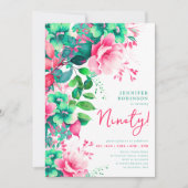 春サマーウォーターカラーフローラ90誕生日 招待状 (正面)