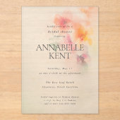 春サマーエレガントウォーターカラーブライダルシャワー アクリル招待状 (正面)