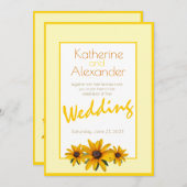 春サマーカジュアルイエローフラワーシンプルズ結婚ズ 招待状 (正面/裏面)