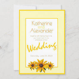 春サマーカジュアルイエローフラワーシンプルズ結婚ズ 招待状