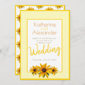 春サマーカジュアルイエローフラワーシンプルズ結婚ズ 招待状 (正面/裏面)