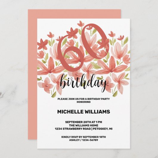 春サマーガーデンウォーターカラーフローラ 招待状 (正面/裏面)