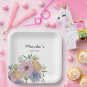 春サマーガーデンウォーターカラーレース ペーパープレート (パーティー)