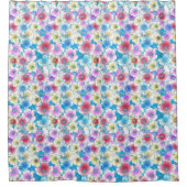 春サマーパステルフローラトロピカルフラワー シャワーカーテン (正面)