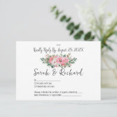 春サマーピンクフローラ水の色結婚の 出欠カード (スタンド正面)