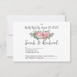 春サマーピンクフローラ水の色結婚の 出欠カード