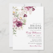 春サマーピンクワイン赤面フローラブライダルシャワー 招待状 (正面)