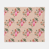 春サマーフラワーピンク フリースブランケット (正面(横))