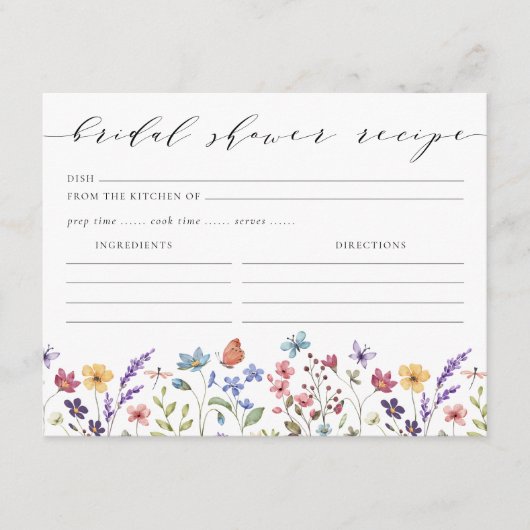 春サマーフローラガーデンブライダルシャワーレシピ エンクロージャーカード (正面)