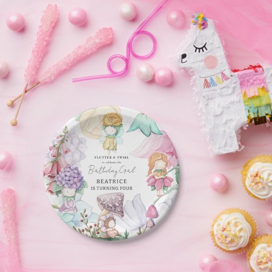 春サマーフローラリトルフェリーガール誕生日 ペーパープレート (パーティー)