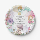 春サマーフローラリトルフェリーガール誕生日 ペーパープレート (正面)