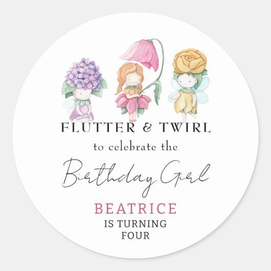 春サマーフローラリトルフェリーガール誕生日 ラウンドシール (正面)