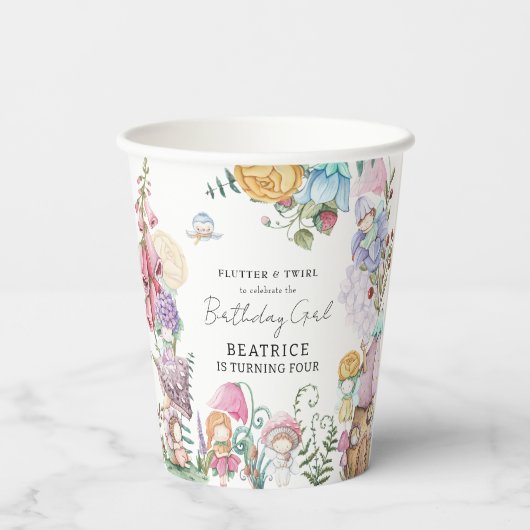 春サマーフローラリトルフェリーガール誕生日 紙コップ (裏面)